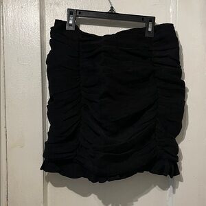 Endless Rose Black Ruched Mini Skirt